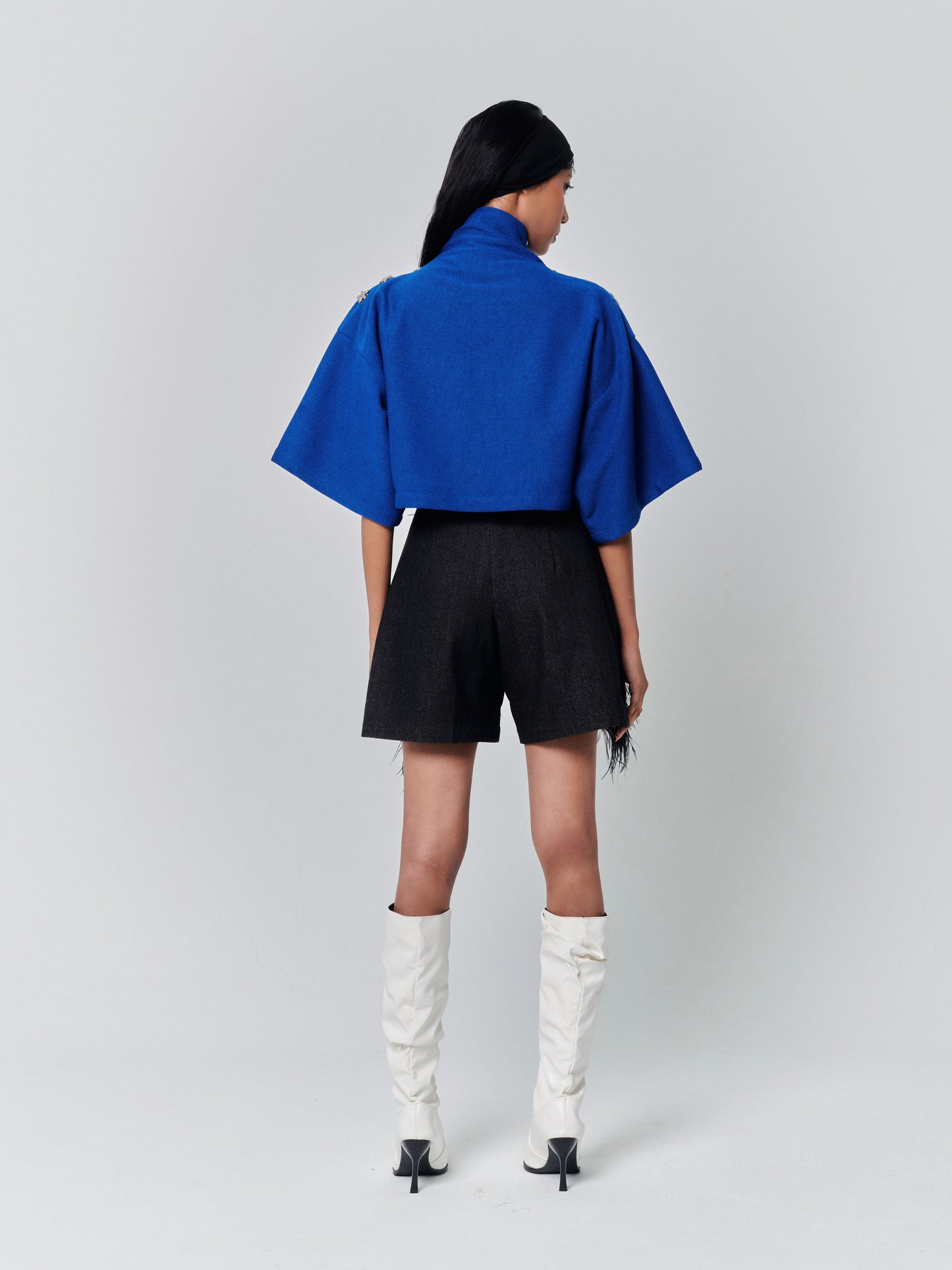 Superstar Oversized Crop Sweater Blue