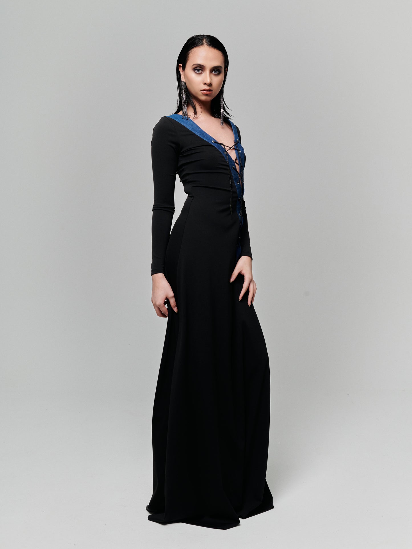 Mysterious Lace Up Maxi Dress