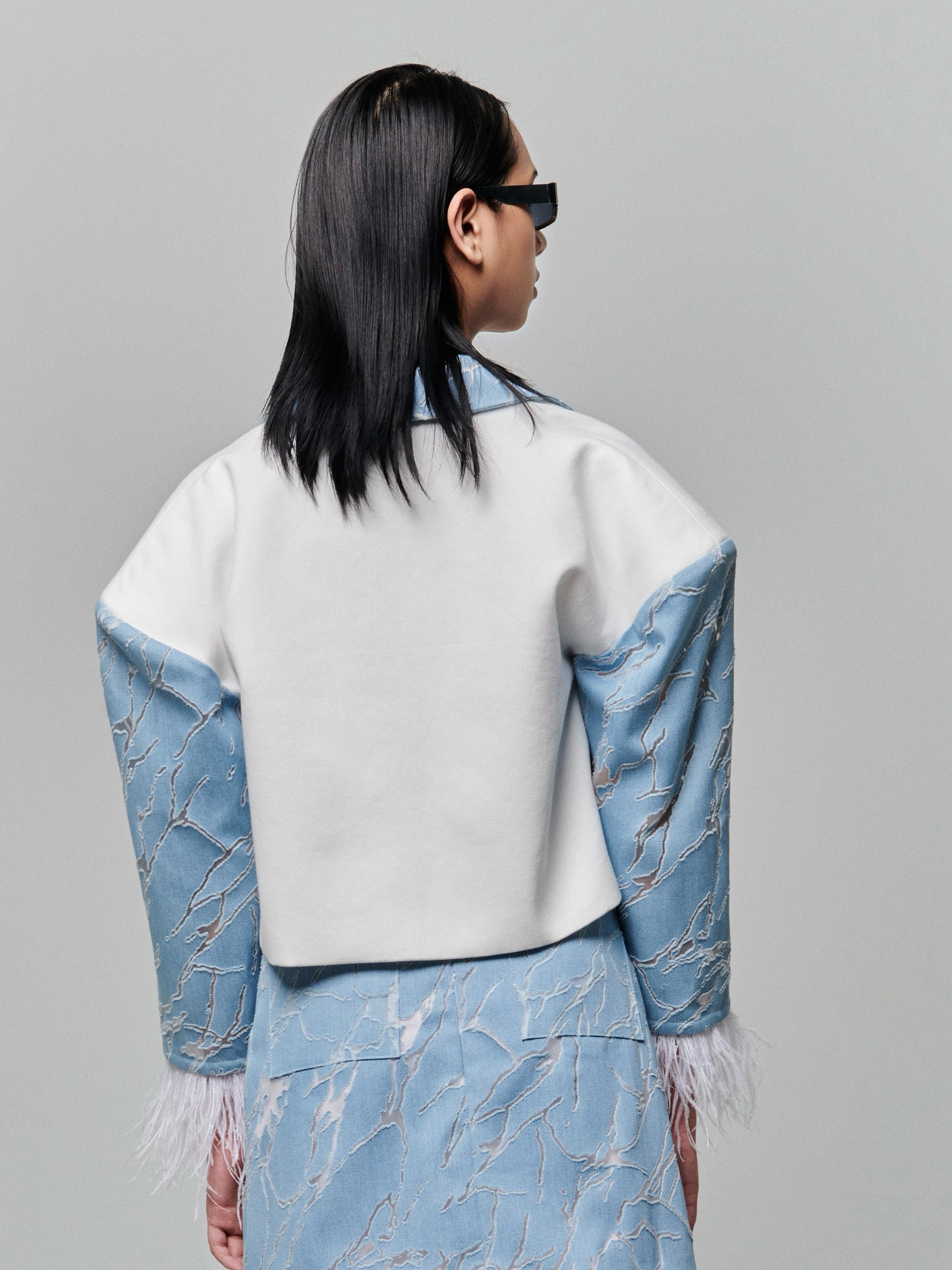 Perforated Feather Denim Jacket